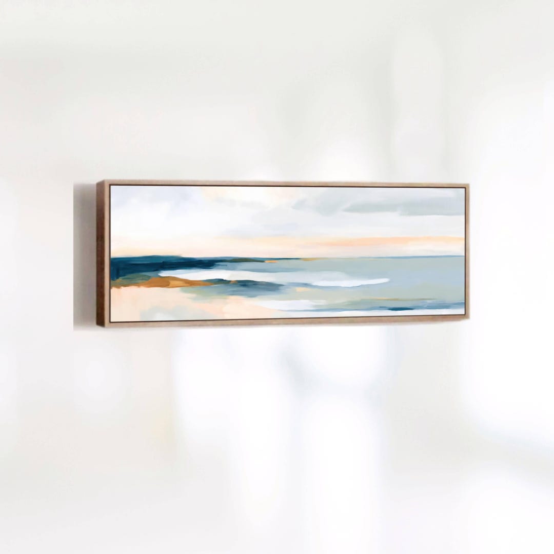 Framed Beach Wall Art - Panoramic Seascape Canvas Print - Large ...