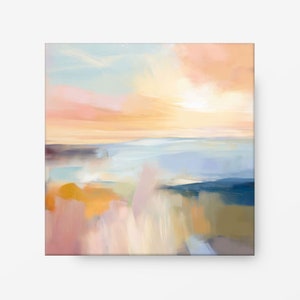 Abstract Sunset Canvas Art, Modern Landscape Print, Calming Wall Decor  24x24, 30x30&#39;&#39;