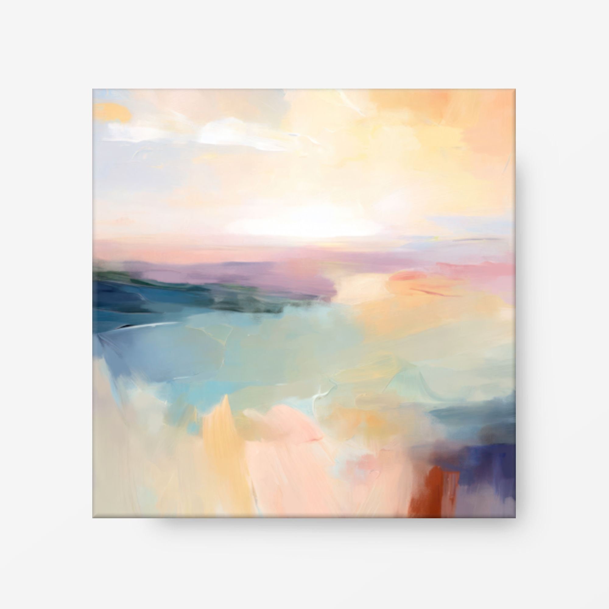 Pastel Colors Sunset Wall Art, Abstract Landscape, Square Print, 24x24 ...