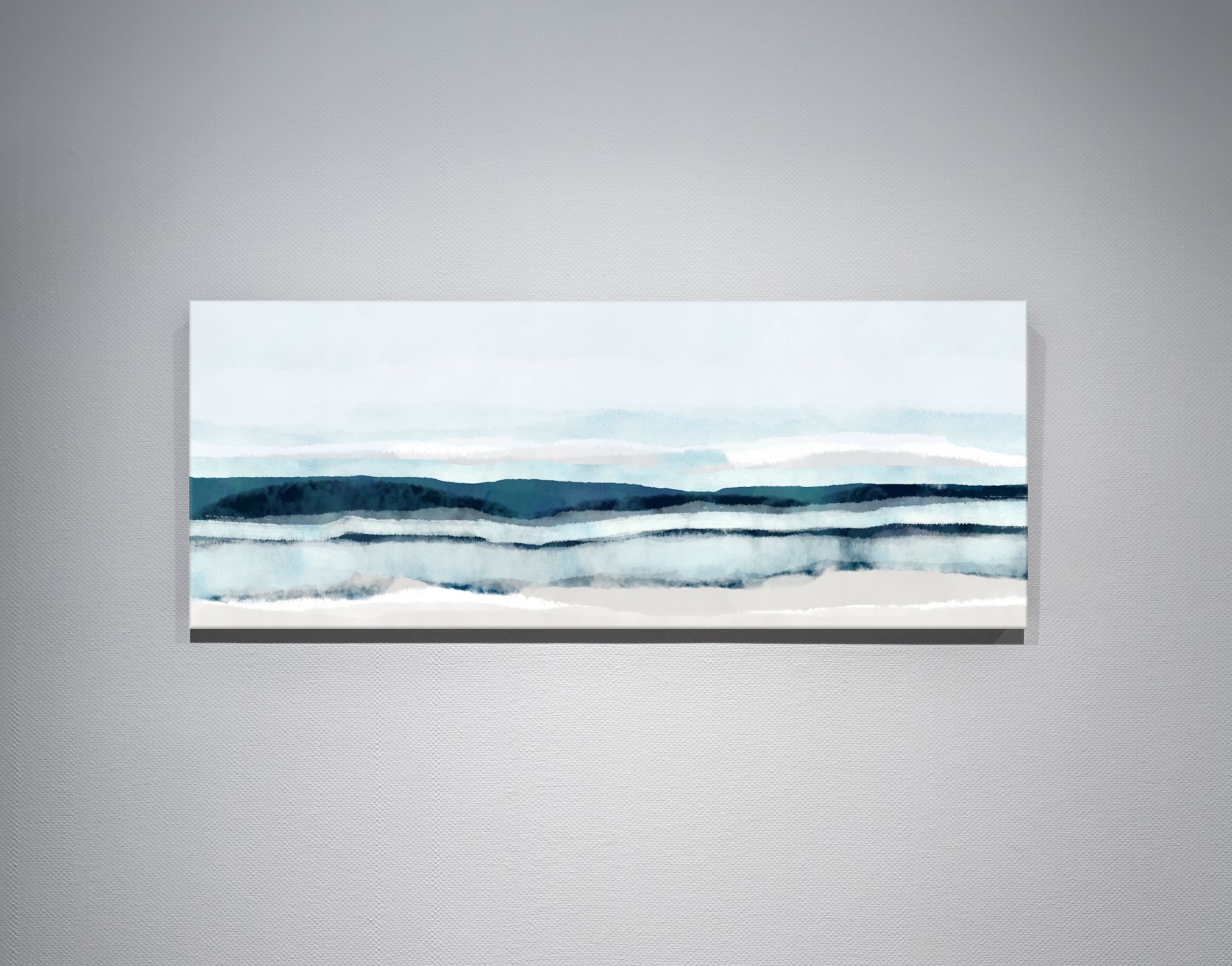 Long Narrow Horizontal Wall Art, Coastal Abstract Art, Modern Seascape
