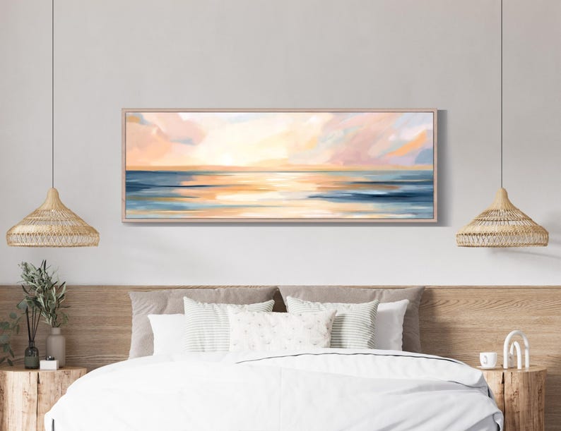 Pastel Colors Sunset Wall Art Print - Large Panoramic Canvas for ...