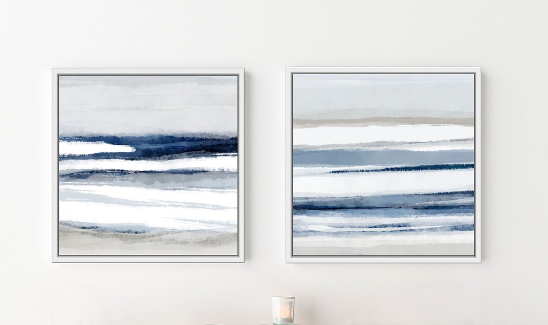 Horizontal Coastal Abstract Art Set of 2 Canvas Prints Etsy