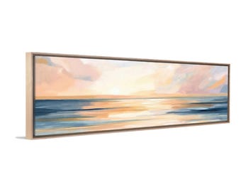 Pastel Colors Sunset Wall Art Print - Large Panoramic Canvas for Bedroom & Living Room - 20x60 Horizontal Landscape