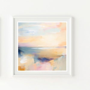 Pastel Colors Wall Art, Abstract Sunset, Modern Landscape Square Print, 24x24, 30x30&#39;&#39;