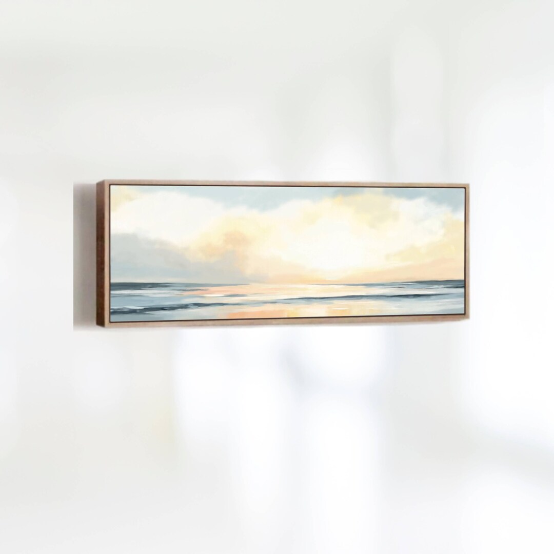 Large Panoramic Ocean Sunset Canvas - Framed Horizontal Wall Art in ...