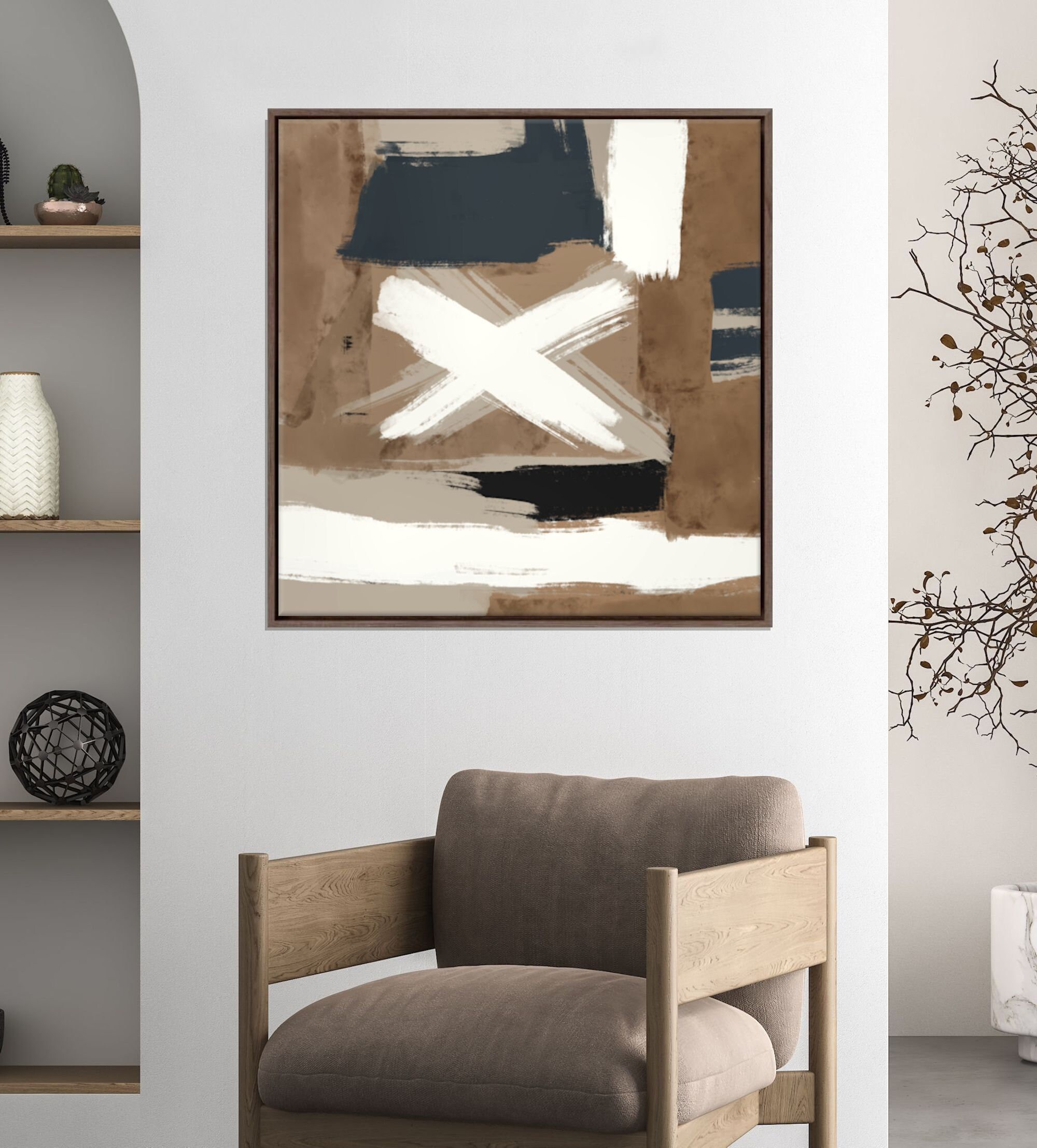 Brown Wall Art Large Abstract Canvas Print, Wabi Sabi Decor, 24x24 ...
