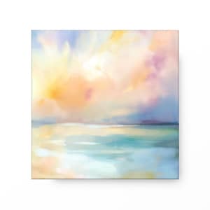 Sunset Wall Art Beach Print, Abstract Seascape, Bright Ocean Art, 24x24, 30x30, 30x40&#39;&#39;