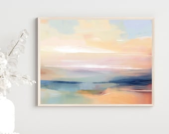 Large Abstract Landscape Canvas Art, Sunset Wall Art Print, Bedroom Decor, 30x40, 36x48''