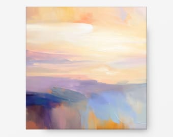 Abstract Landscape, Sunset Sky Print, Modern Calming Canvas Art Decor, 24x24, 30x30''