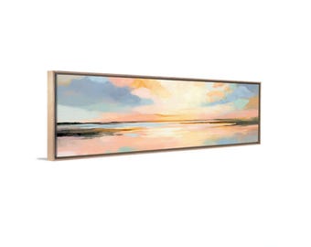 Panoramic Sunset Art, Pastel Colors Landscape Print, Large Horizontal 20x60 Wall Art