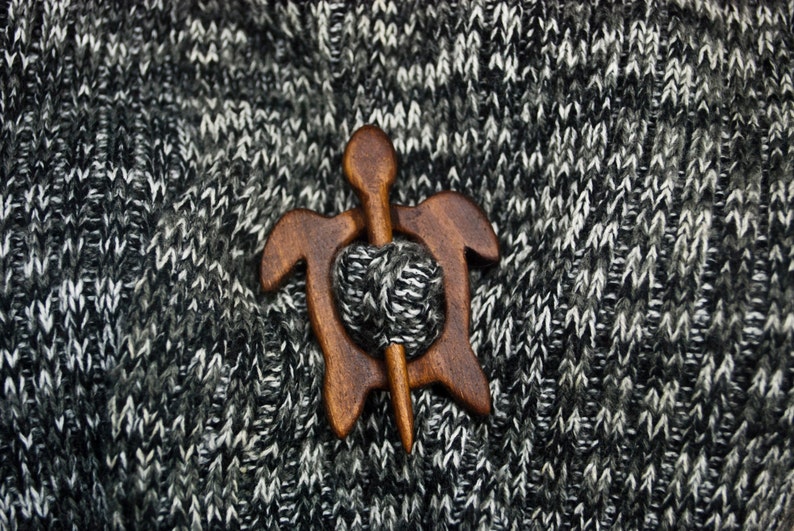 Hair pin Scarf pin Turtle wooden shawl pin