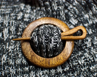 Wooden shawl pin