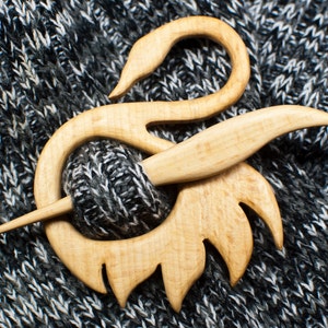 Handmade wooden shawl pin swan