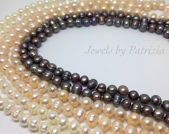Long strand freshwater pearl necklace, white pearls, peach pearls,peacock gray pearls, Genuine real pearl knotted necklace, Mothers Day Gift