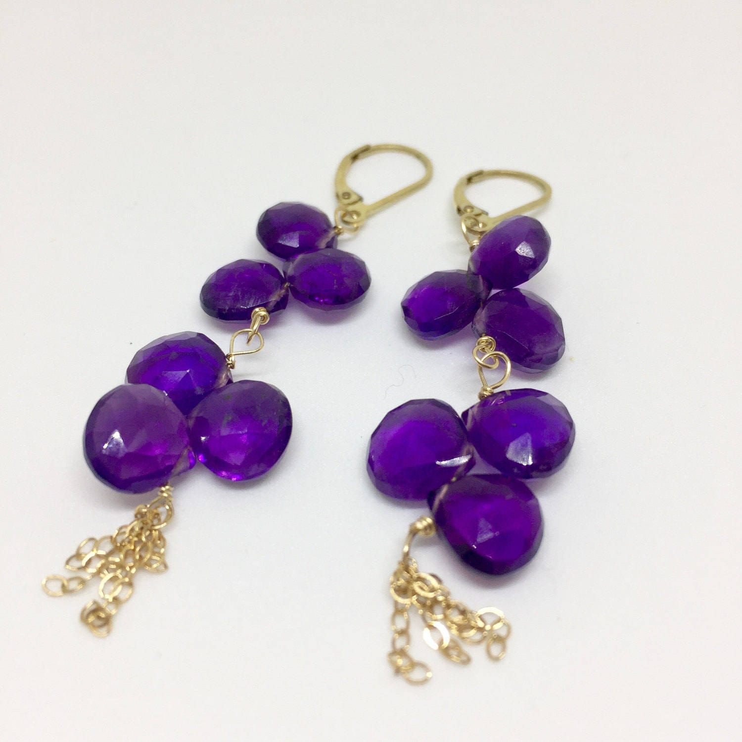Amethyst Dangle Earrings For Women - Natural Purple Gemstone, Lightweight, Gift For Her, Irregular Shape - View #6