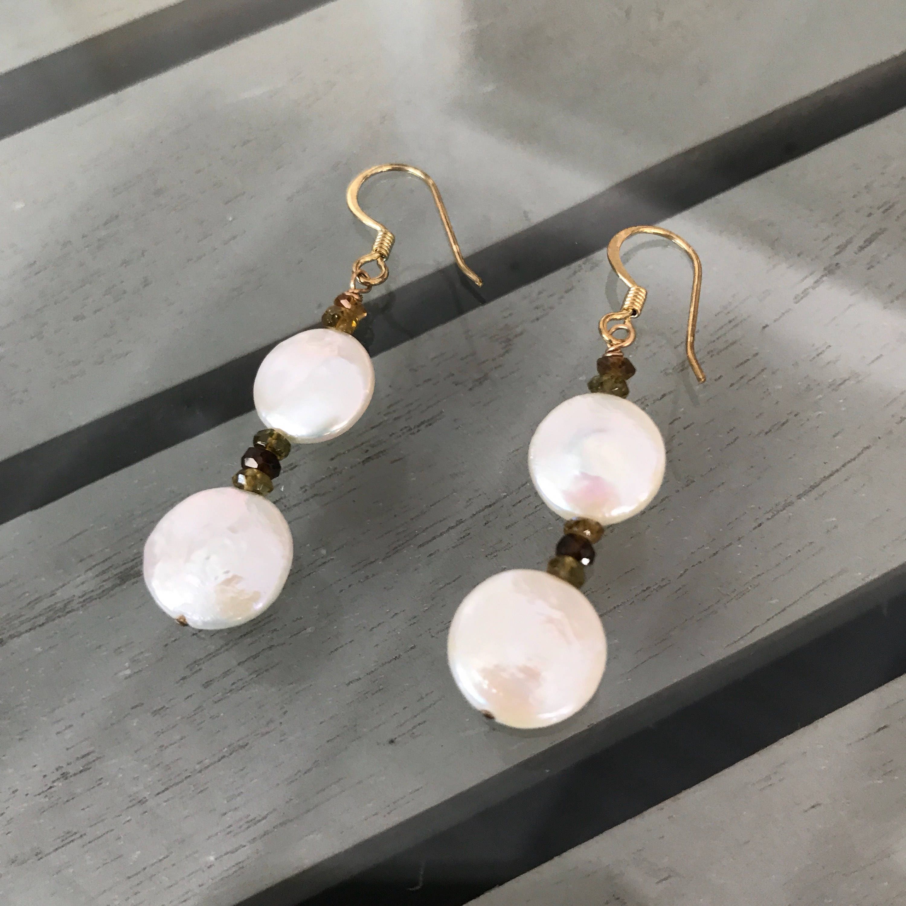 Set Gioiello In Argento 925 Con Perle D'Acqua Dolce Naturali 11-12mm A Forma Di Moneta - Collana E Orecchini - Foto 2