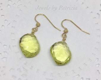 Yellow Topaz Earrings. AAA Yellow Topaz Dangle Earrings on 14k Gold Fill. Yellow Earrings. Yellow Gemstone Earrings, Lemon Topaz.