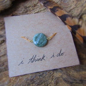 Beautiful Green Canadian Jade Stone Bead on Gold Chain Bracelet