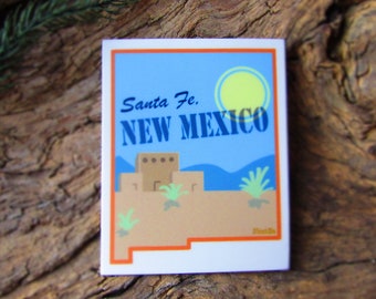 Adesivo fofo de vinil de Santa Fé, Novo México, 2 x 2 1/2 polegadas.