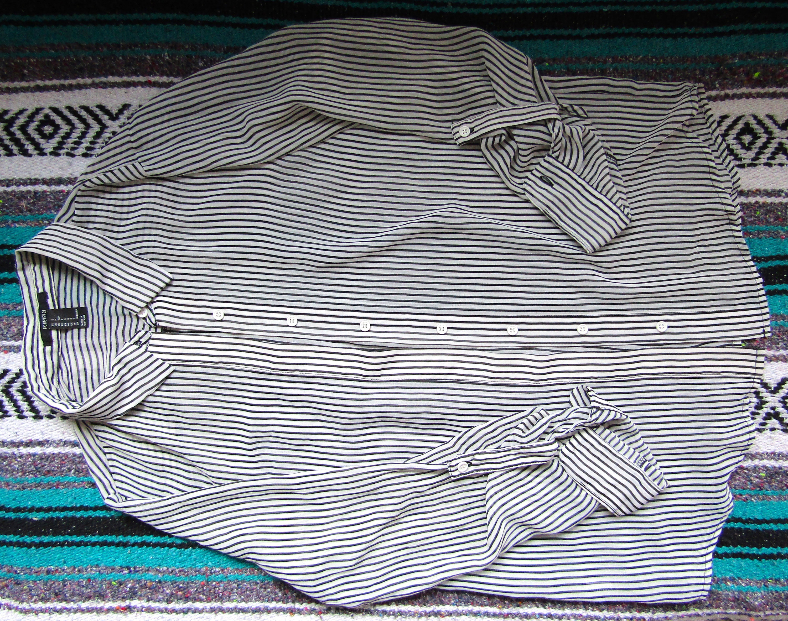 Black and white vertical striped shirt forever 21 sale