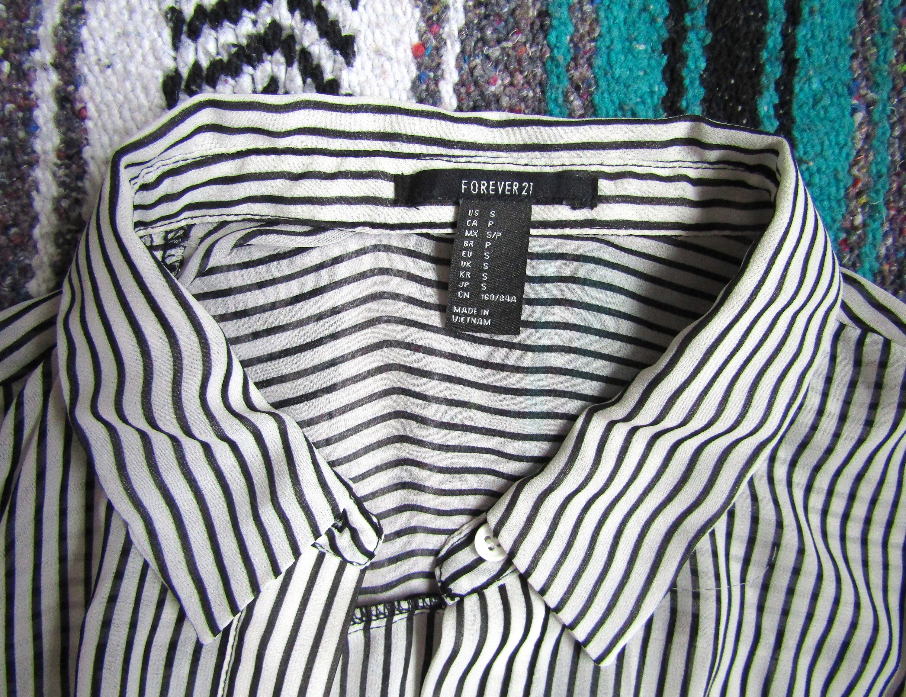 Sheer Black and White Vertical Stripe Button Down Blouse Forever 21 Women s Size US Small Etsy UK