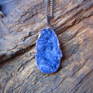 Beautiful Purple Agate with Silver Edge on Dark Silver Chain