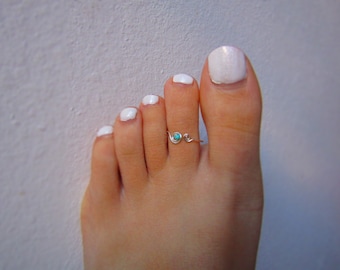 Beautiful Tiny Turquoise Spiral Adjustable Toe Ring