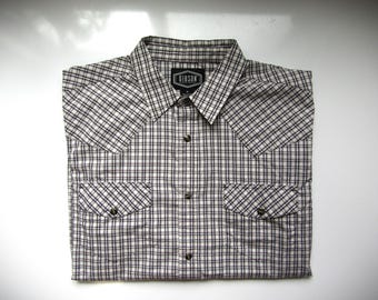 Gibson Black and White Plaid Long Sleeve Button Up, Two Chest Pocket, Men's Size Medium