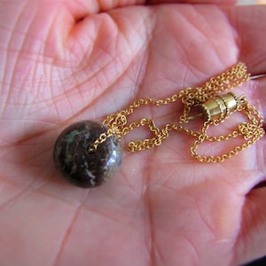 Beautiful Snakeskin Agate Bea on Gold Chain Necklace