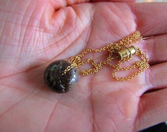 ON CLEARANCE Beautiful Snakeskin Agate Bea on Gold Chain Necklace