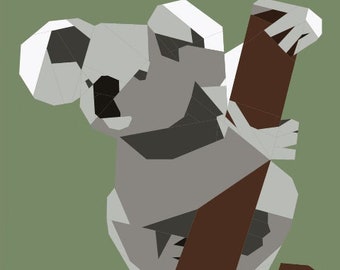 Koala FPP Foundation Paper Piecing Quilting Projektblock, herunterladbare Anleitung