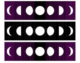 Moon Phases FPP Foundation Paper Piecing Quilting Project Block, Banner, Wall Hanging, Downloadable Pattern