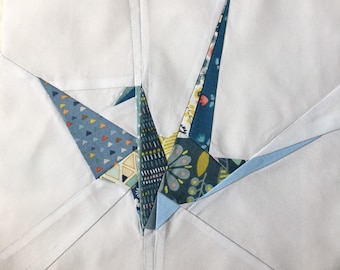 Origami Crane FPP Foundation Paper Piecing Quilting Project Block, Downloadable Pattern