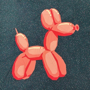 Balloon Dog FPP Foundation Paper Piecing Quilting Project Block, modello scaricabile