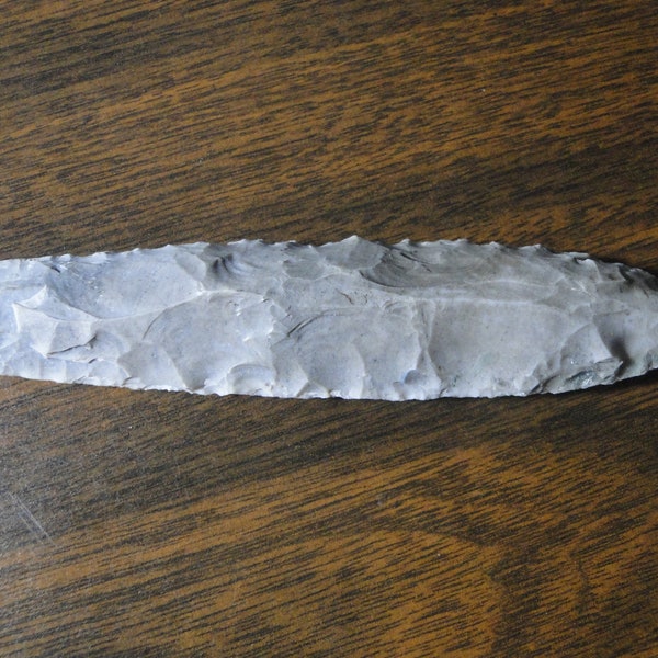 Authentic Paleo Indian Knife Scraper Arrowhead Spear Point Artifact - 1" x 4 1/4" - Great Piece!