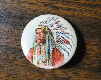 Improved Order Of The Red Men Indian Chief Pin Back Button - Fraternal Pin back Button - 1 1/4" Diameter - Real Nice!