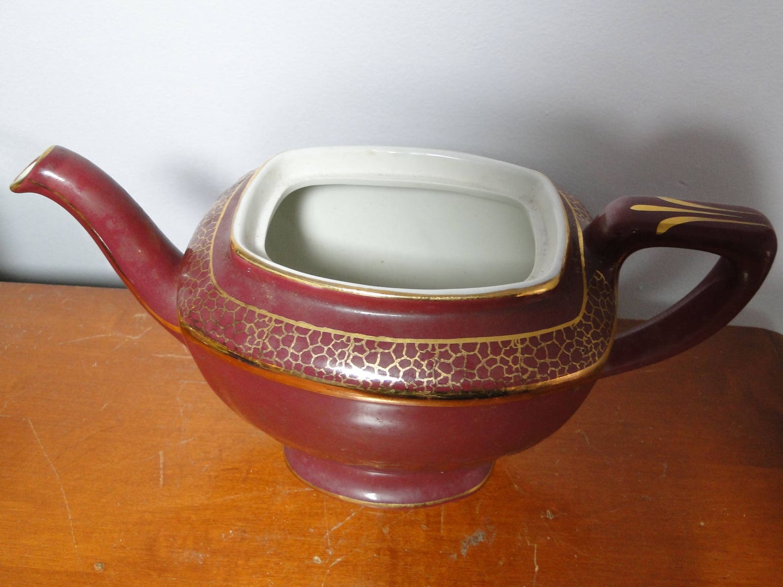 Pretty Hall Teapot Maroon & Gold Hall Hollywood Teapot 6 Etsy