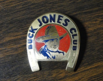 Buck Jones Club Pin Pinbacks - 1 1/4" x 1 3/8" Diameter - Neat Old Piece!