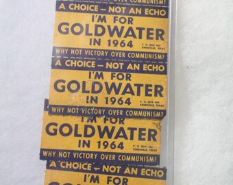 5 Barry Goldwater 1964 Presidential Campaign Political Tickets - Hard Plastic Holder - Neat Items!