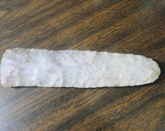 Authentic Indian Adze Chisel Hoe Arrowhead Point Spear Artifact - 7 5/8" Long - Polished Ends - Great Flint -Superb Piece!