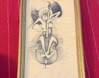 Impresión vintage de Helen Lucas en edición limitada - Nude Cello Fusion, marco dorado 150/300