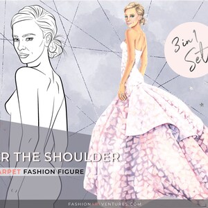 Over the shoulder Vector Model Printable | Fashion Template, Fashion Illustration Template, Fashion Croquis, Fashion drawing, Fashion model