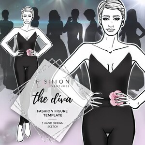 The Diva | Fashion Template, Fashion Illustration, Croquis, Fashion drawing,fashion sketch poses, fashion illustration template