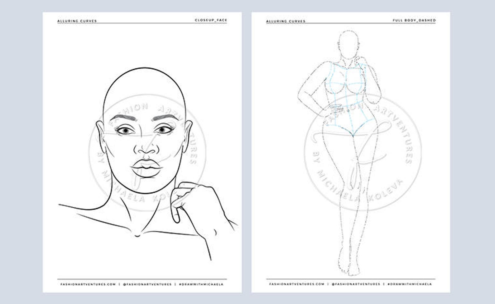 Alluring Curves Printable Plus Size Fashion Template,fashion