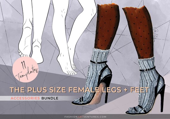 The Plus-size Female Legs and Feet Croquis Curvy Fashion Template,fashion  Illustration Template,fashion Croquis, Footwear Collection -  Sweden