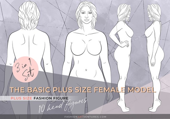 The Basic Plus-size Female Figure 10 Heads Curvy Fashion Template,fashion  Illustration Template,fashion Croquis, Curvy Fashion Template 
