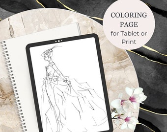 Fashion coloring pages for procreate | Fashion Illustration for Adults| Printable Fashion Illustration for Coloring | Digital and Print Use