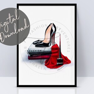 Black Heels-Fashion illustration,fashion artwork,wall art,heels print,women shoes,black shoes,fashion sketch,instant printable,lifestyle art