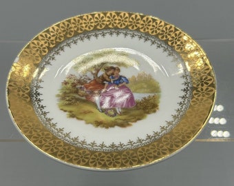 Vintage C.P.LIMOGES Collector Plate Courting Couple Gold Intricate Rim As Is!!