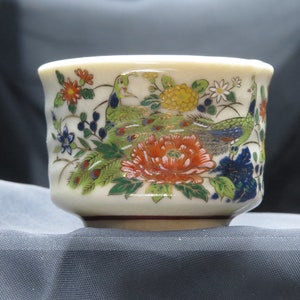 Vintage Andrea By Sadek Porcelain Sake Tea Cup With Peacock And Floral Design